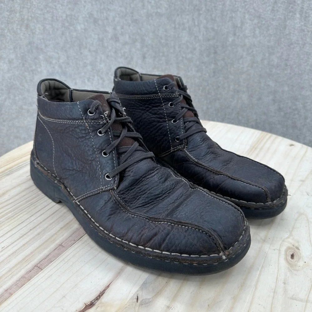 Clarks‎ Gerrard Mens 11 Dark Brown Leather Moc Toe Chukka Lace Up Ankle Boots